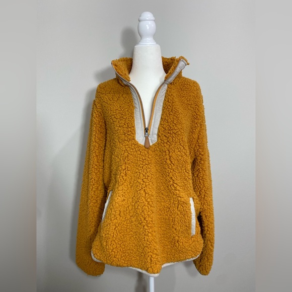 Simply Southern Collection Yellow Fleece Pullover Jacket w/ Pockets and Zipper - Picture 6 of 8